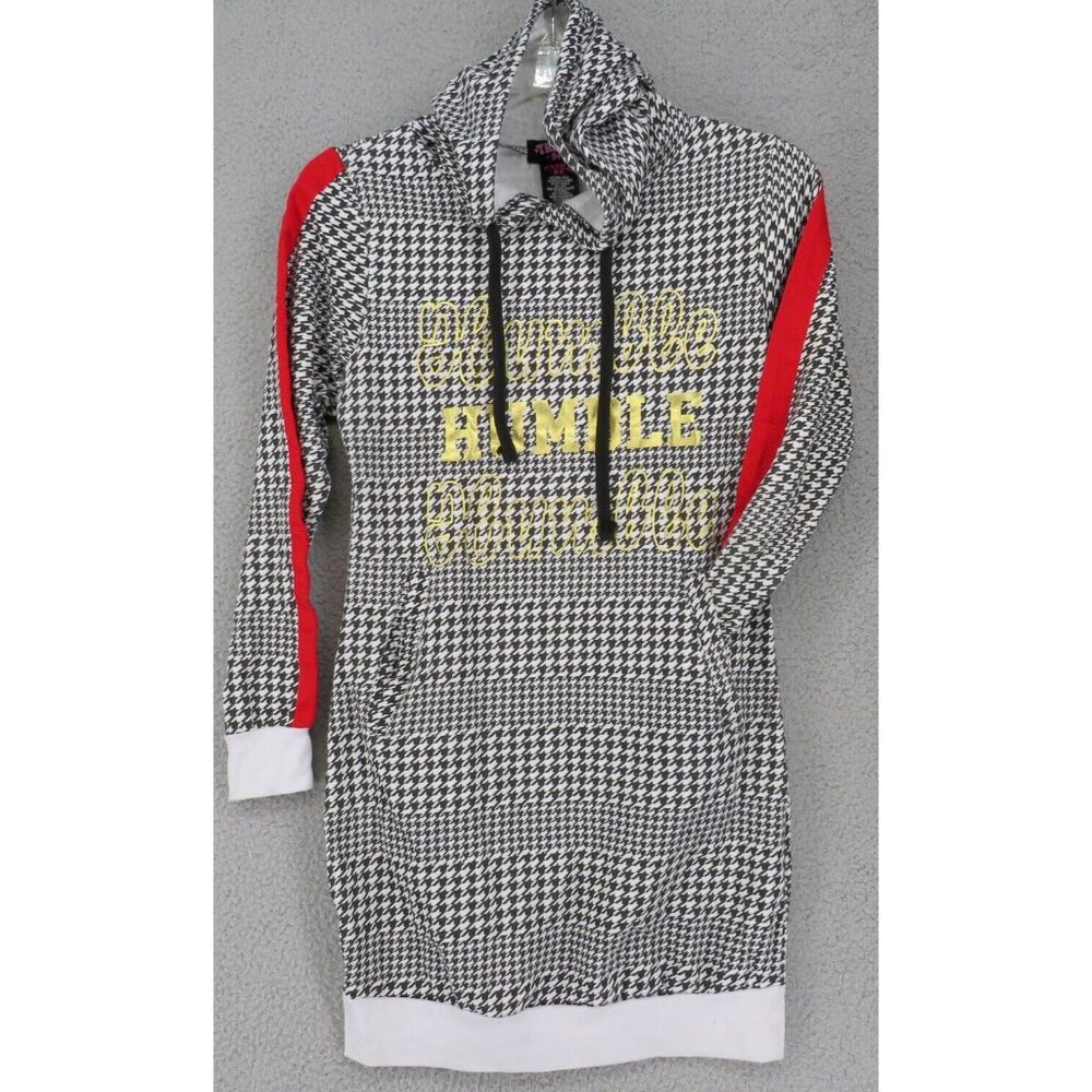 Thrill 94 Women's Humble Black/White Red Stripe Hoodie Dress Size Medium